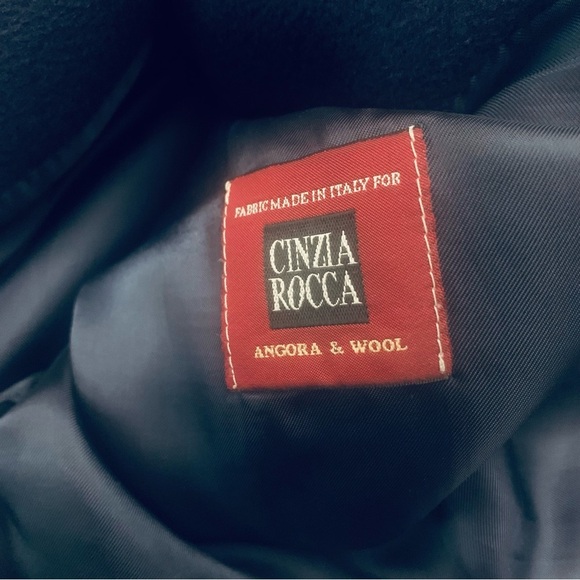 CINZIA ROCCA Soft Baby Wool Funnel Neck Coat Made in Italy, navy - Picture 8 of 10